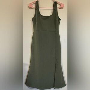 Boohoo Night Olive Green Midi Tank Dress